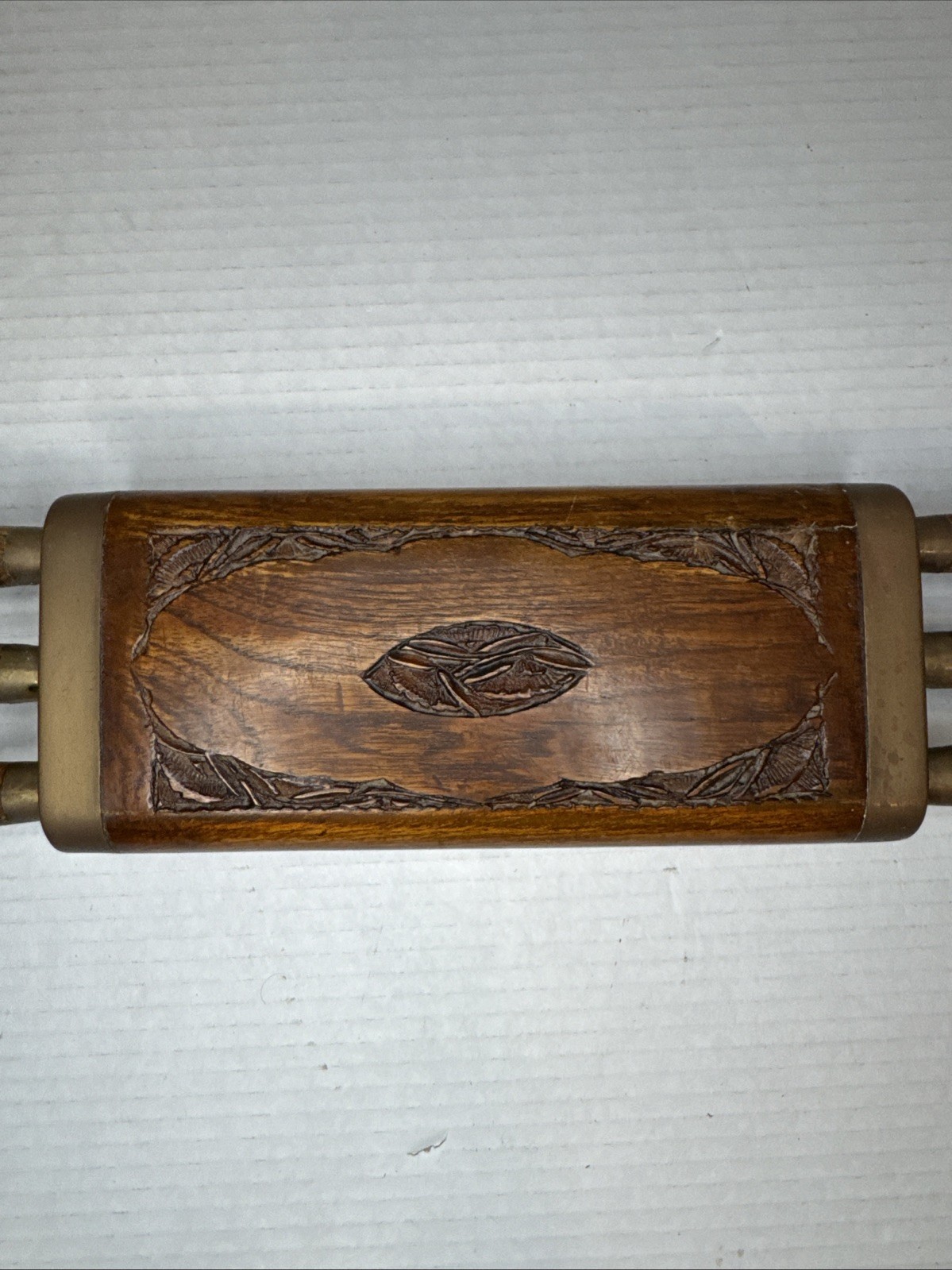 Antique India Carved Wood And Brass￼Knife Set Of 6