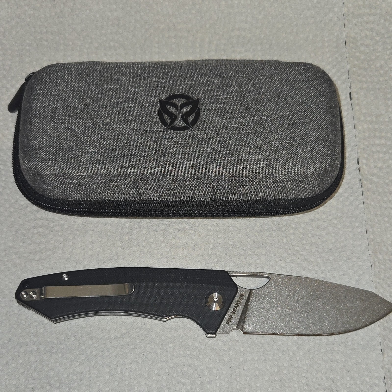 Pmp Spartan Pocketknife Liner Lock Black G10 Clip Manual Front Flipper