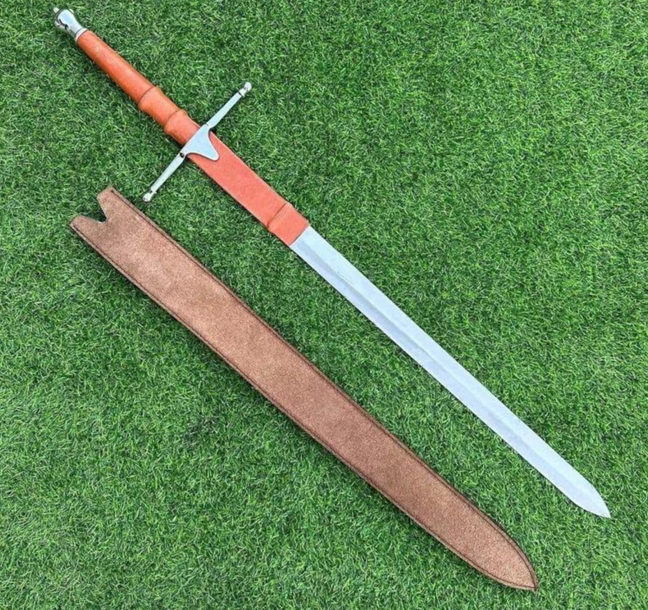 Handmade Zweihander Greatsword High CARBON STEEL Two Handed Sword With Leather