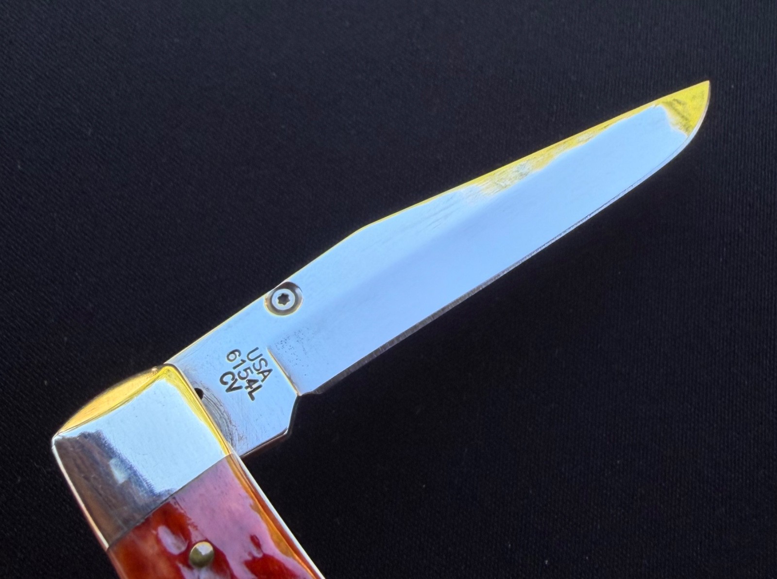 2017 Case XX USA 6154L CV Trapperlock Red Bone Linerlock Pocket Knife Used