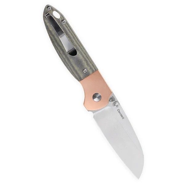 Kizer Deviant EDC Folding Pocket Knife M390 Blade Copper + Micarta Handle
