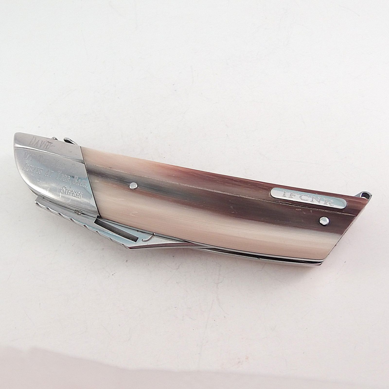 Florinox Le Mediterranee Horn Pocket Knife 12C27 Stainless Steel French Anchor