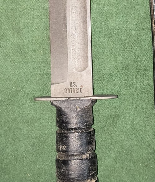 Vintage Knife Genuine USMC #498 + Leather Scabbard Ontario Knife Co OKC USA