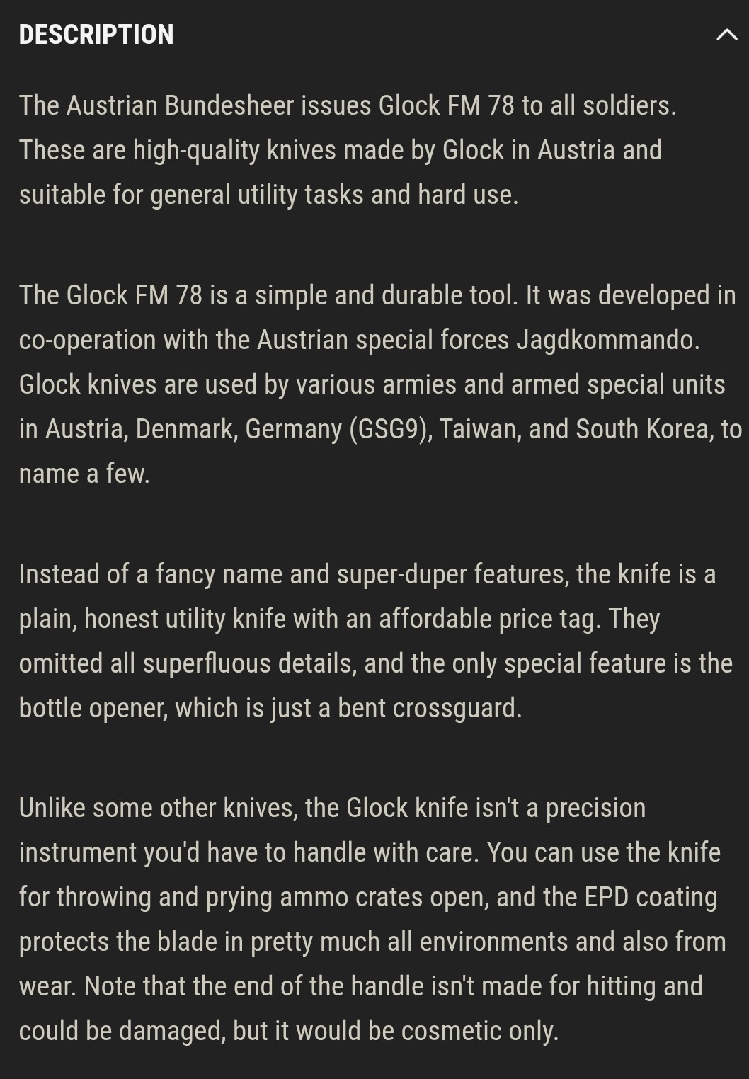 Glock 78 Knife Glock FM 78 Field Knife Bayonet New FM78 USA – NO SAW