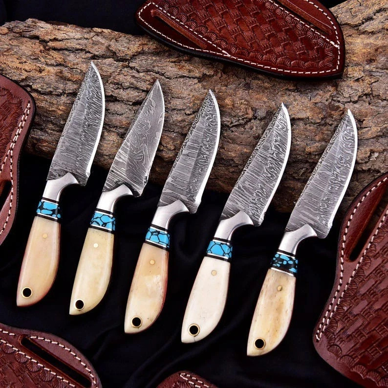 Custom Handmade Damascus Steel Lot Of 10 Skinner Knife USA IMPORT TEX PAID