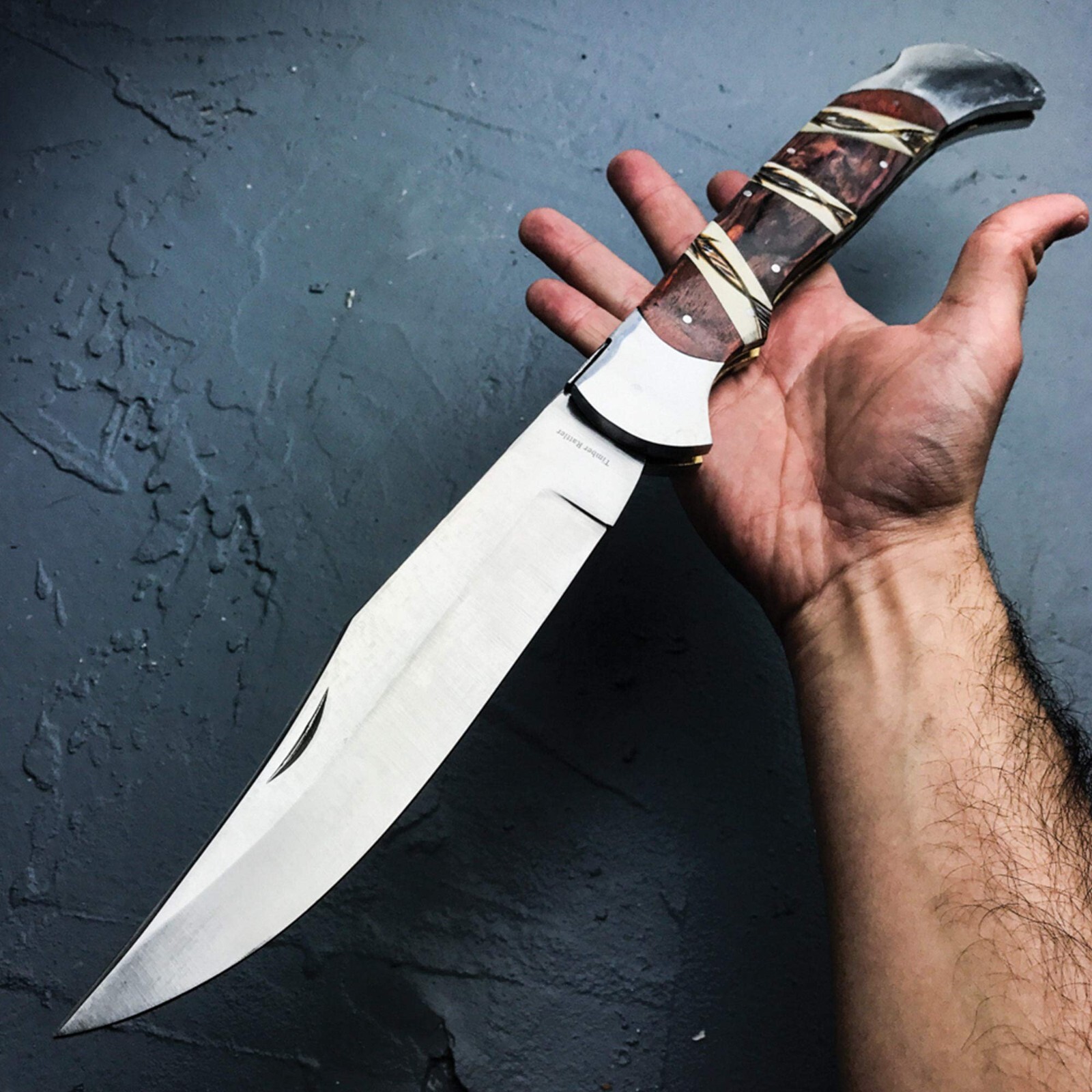18″ GIANT FOLDING POCKET KNIFE Wood Camping Hunting Lockback Skinner Bowie Bone