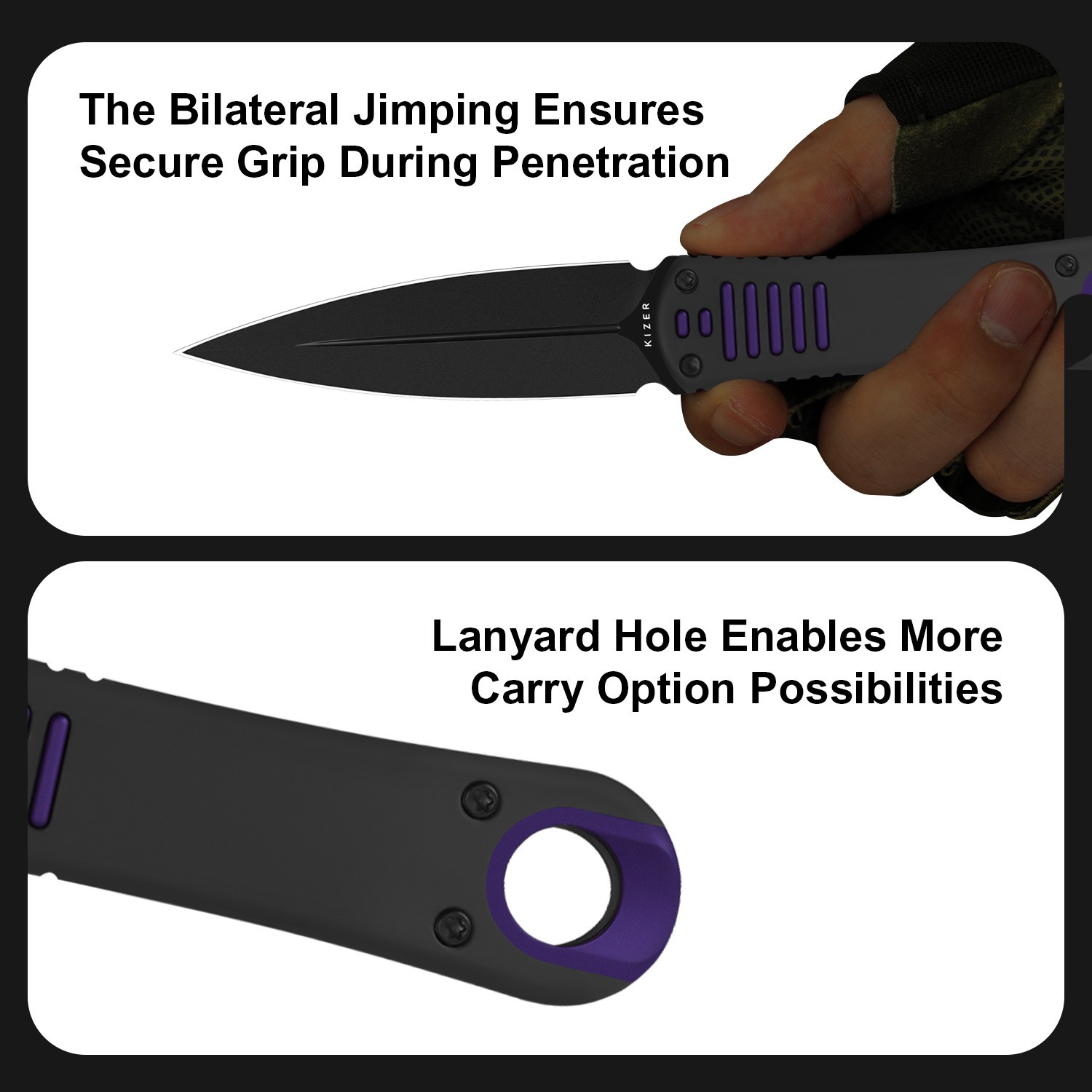 Kizer Hidden Agenda EDC Fixed Knife 10V Blade Aluminum Handle + Sheath 1083A1