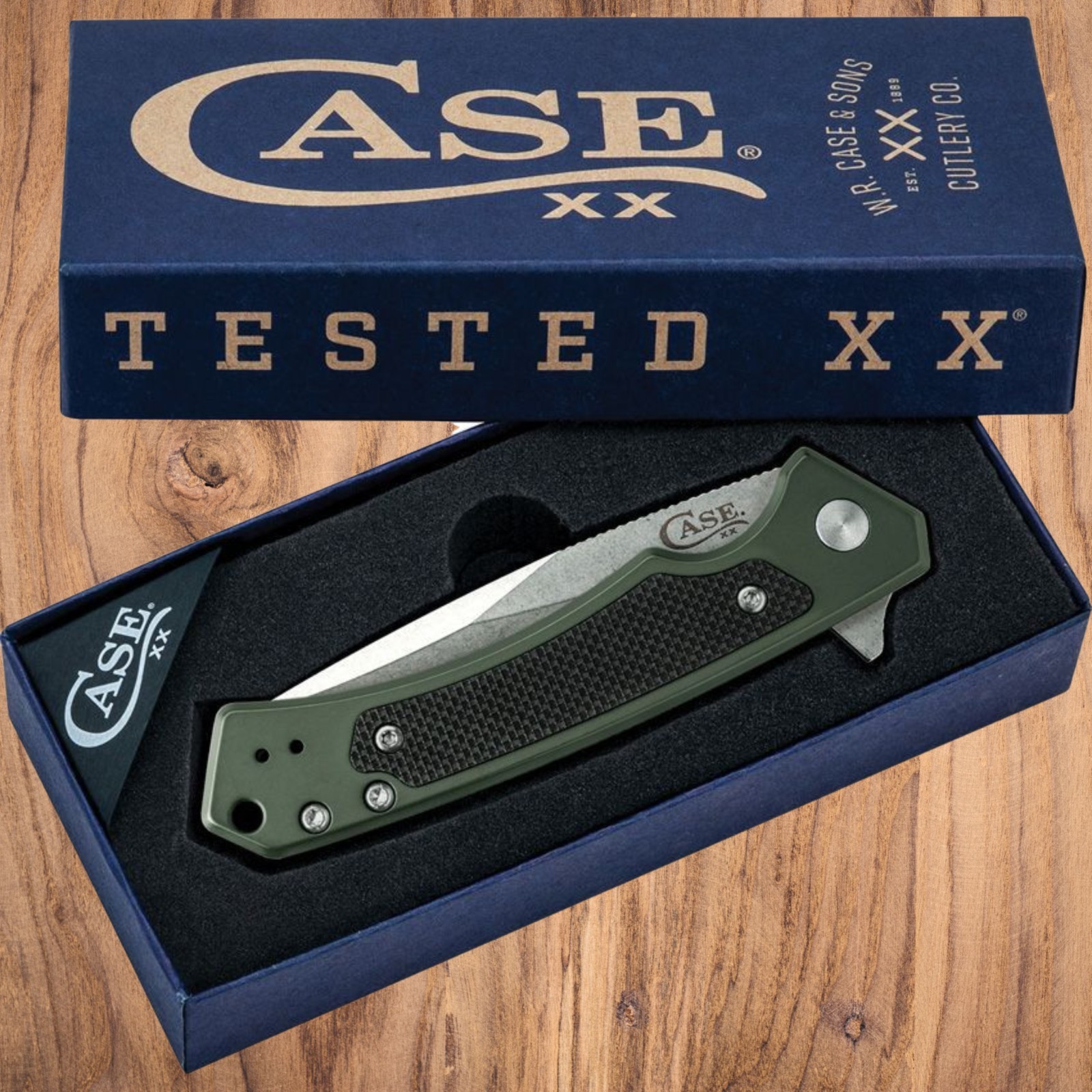 CASE XX 25883 MARILLA FLIPPER KNIFE CPM-S35VN OD GREEN ALUMINUM with G10 INLAY