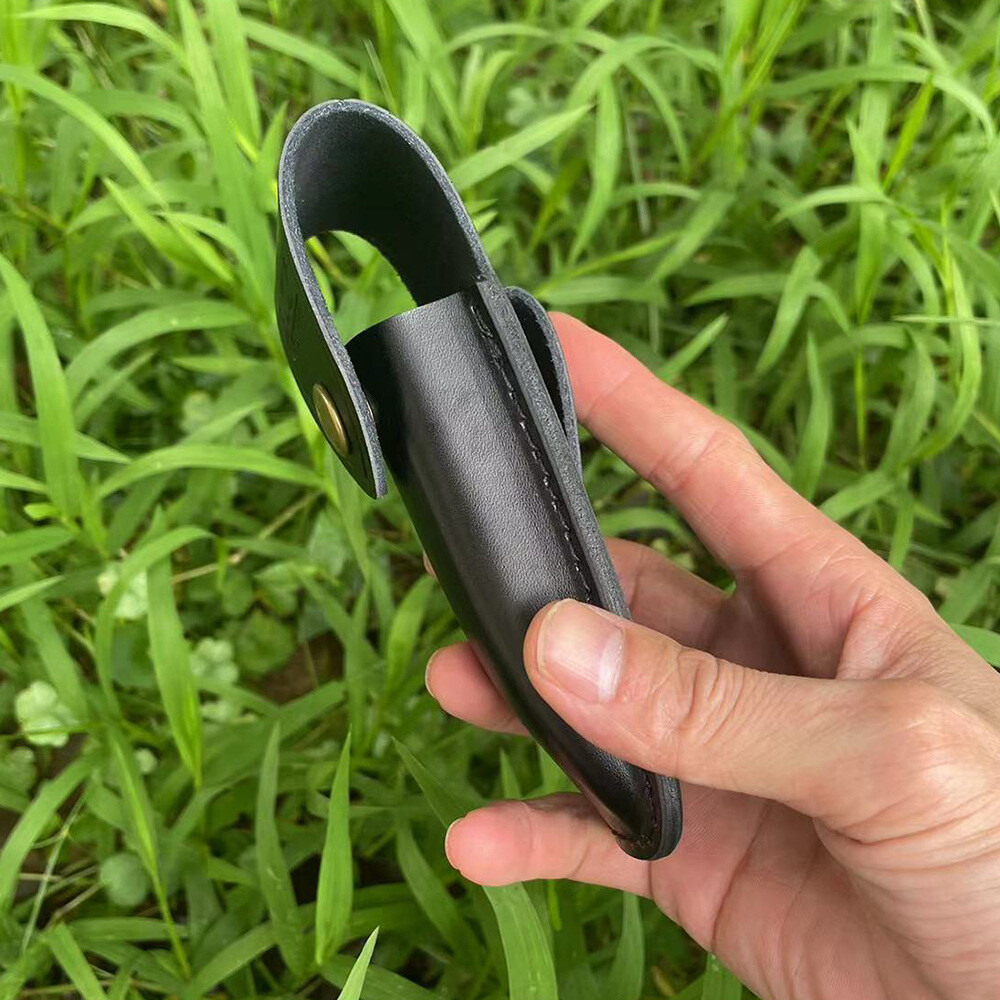 5″ Vintage Black Leather Sheath Pouch for 110 Pocket Folding Knife