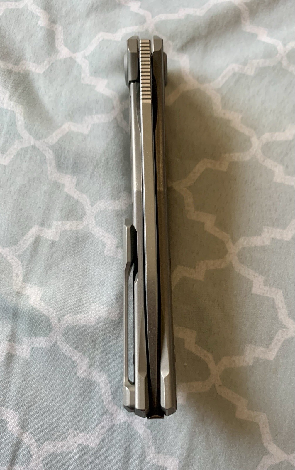 Titanium Framelock Flipper w/ Trailing Point Satin Finish M390 Blade