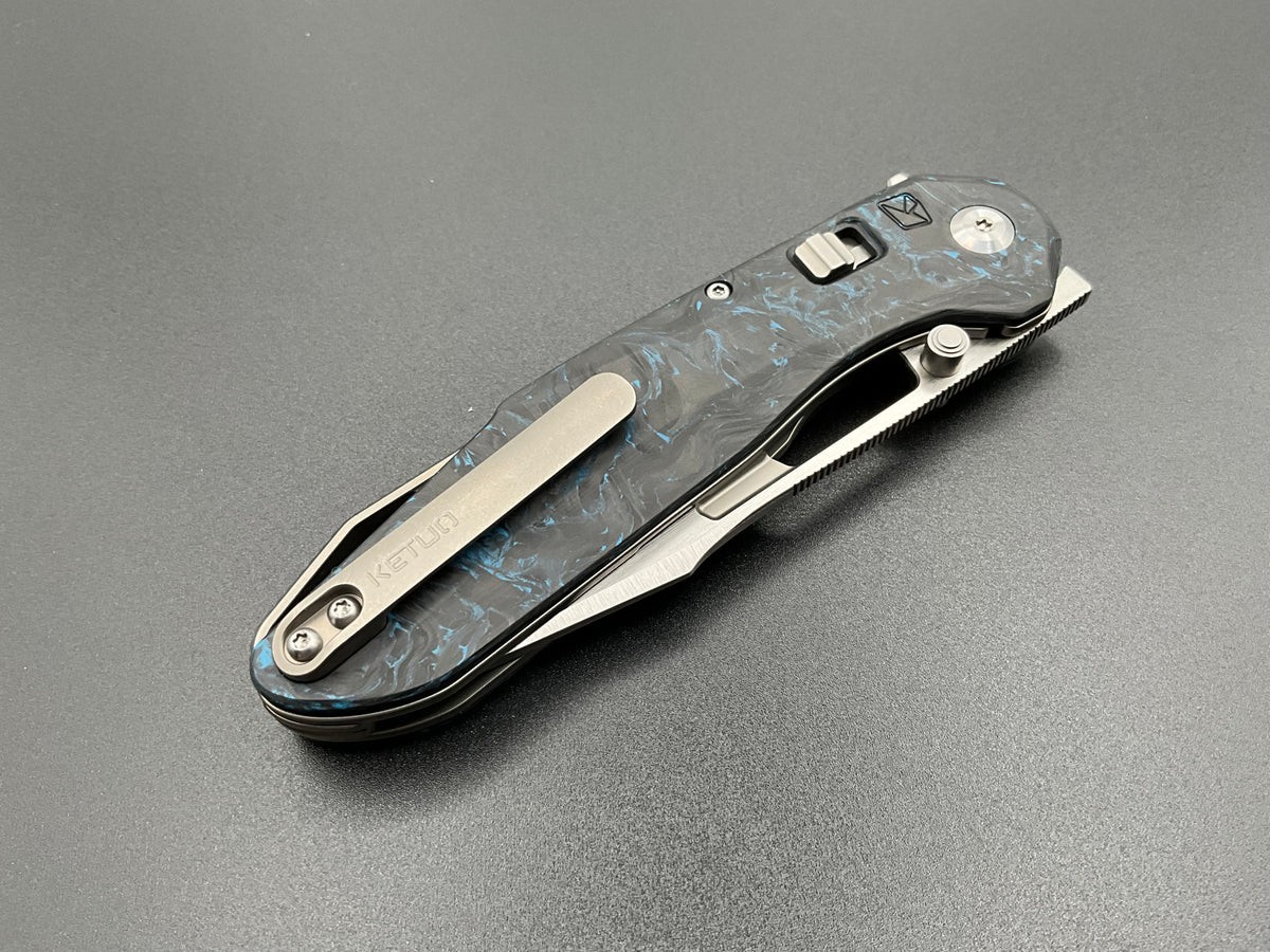 Ketuo Triad Folding Knife 3.25″ Bohler M390 Steel Blade Carbon Fiber Handle