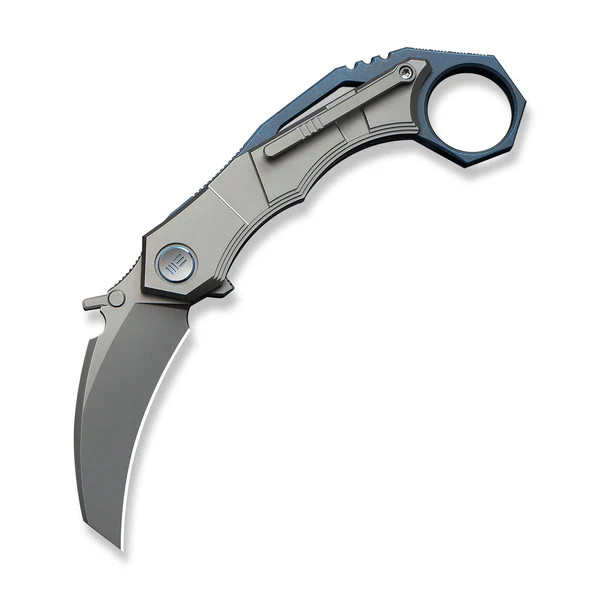 WE Knife Tayra Karambit 24069-2 Gray & Blue Titanium M390 Stainless Steel Knife