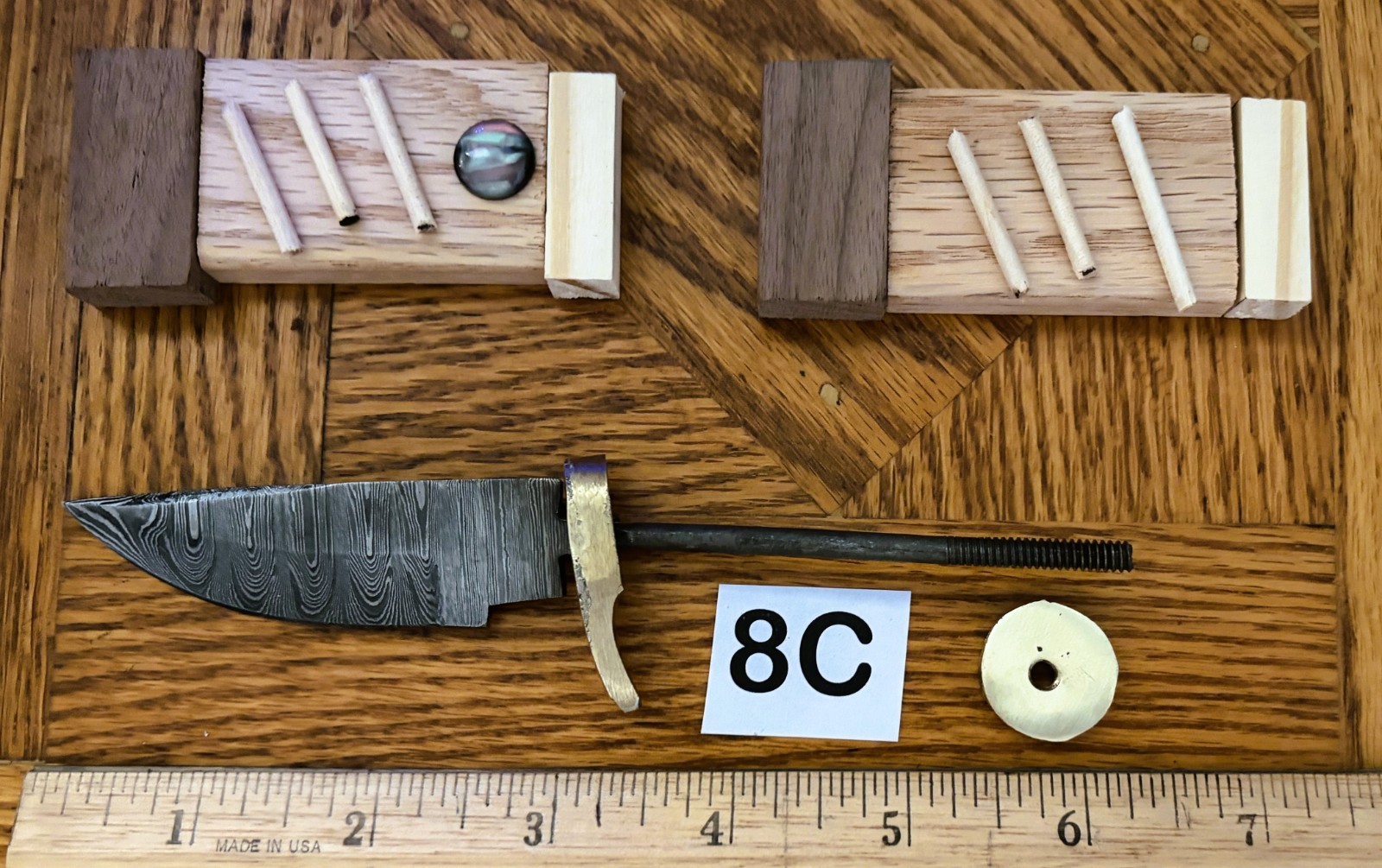 6″ – DAMASCUS STEEL KNIFE-MATERIAL-HARD WOOD HANDLE KIT #6C, 7C, 8C