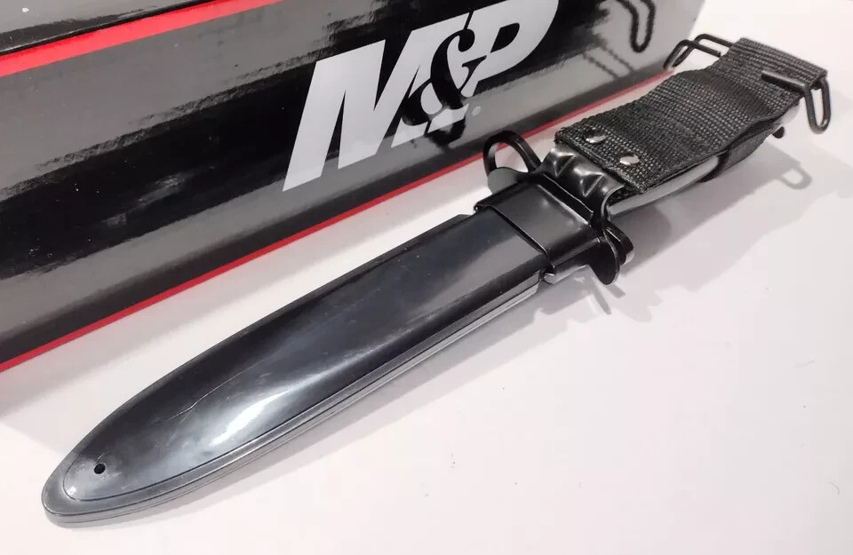 Smith & Wesson M&P Double Edge Spear Dagger Trench Knife Black Scabbard M New 7