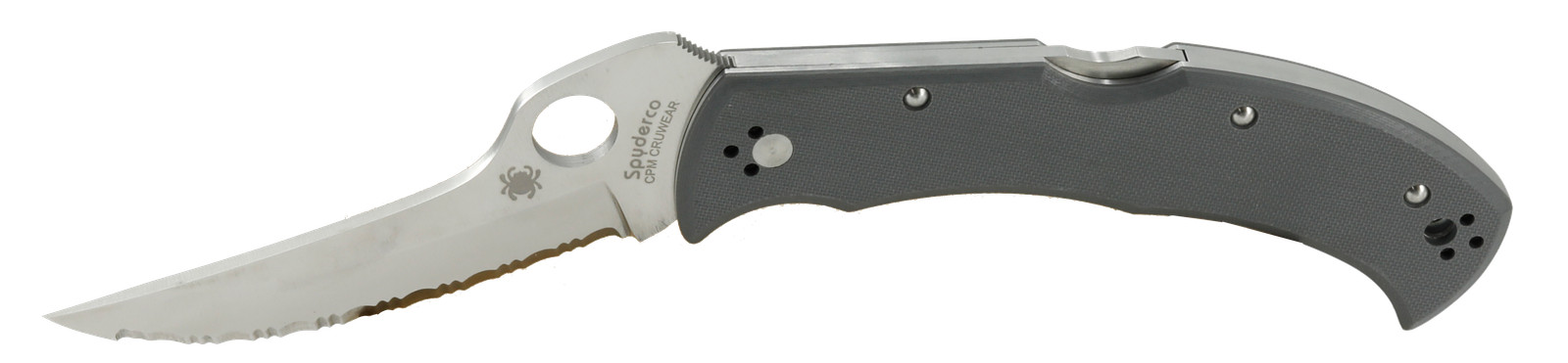 Spyderco Massad Ayoob Gray G-10 CRU-WEAR Sprint Run, Serrated Edge Folding Knife