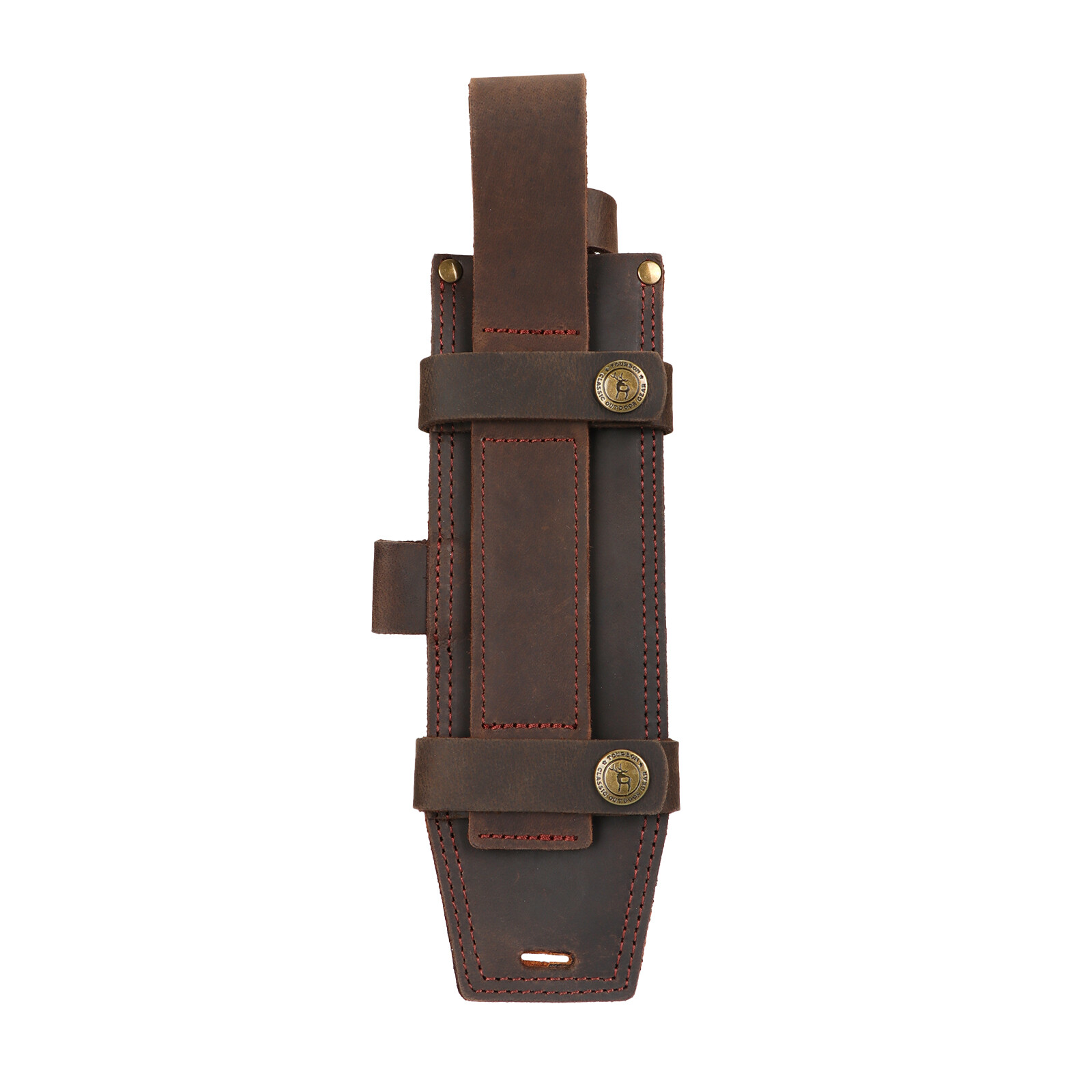 TOURBON Survival Leather Tracker Knife Sheath Horizontal Belt Holster with Pouch