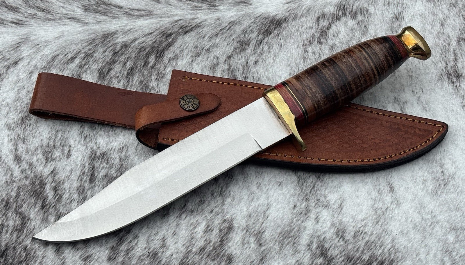 12″ Kbar Style Combat Knife Military Marines Chrome Blade Leather Handle