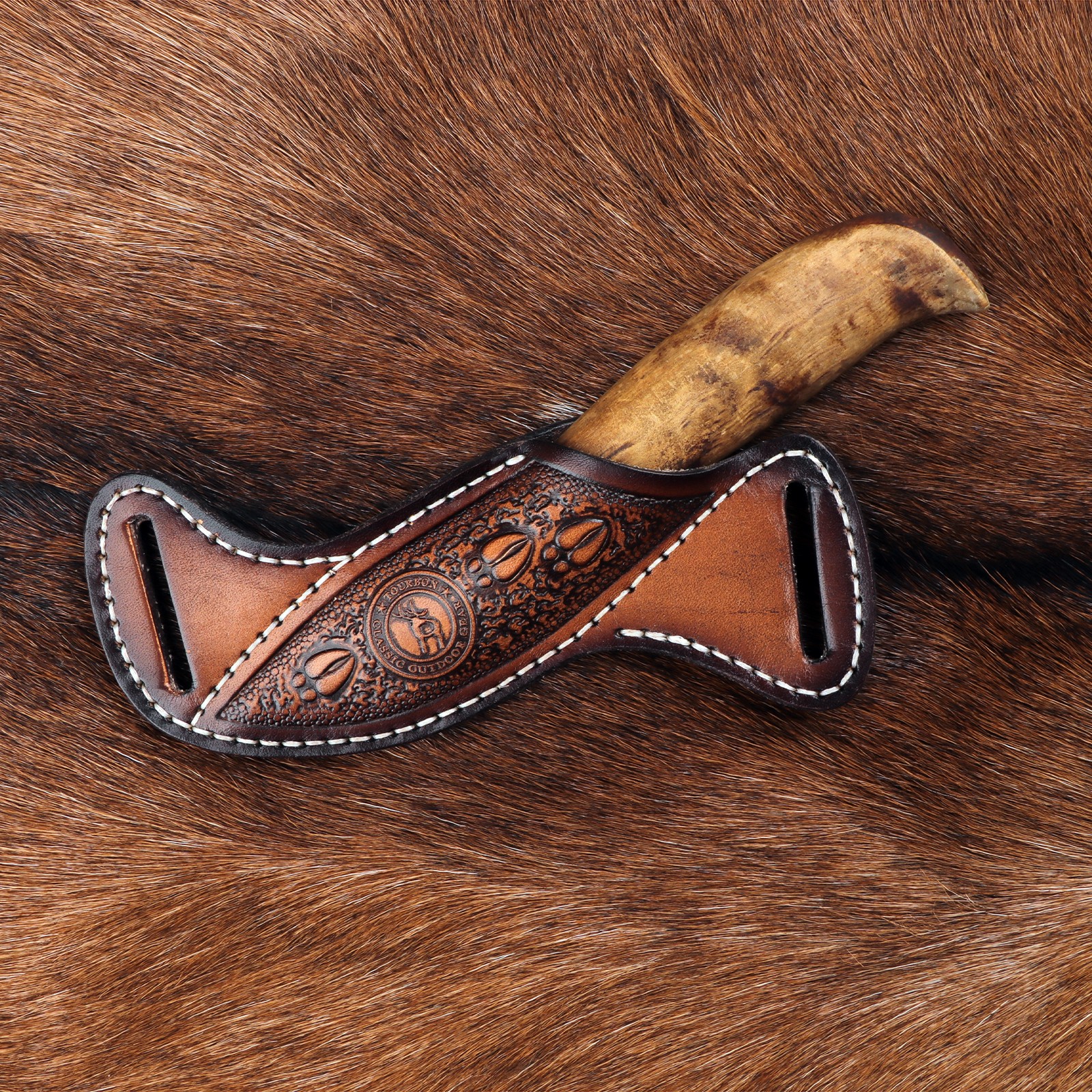 TOURBON Leather Fixed Blade Knife Sheath Slanted Pancake Belt Holster Hunting US