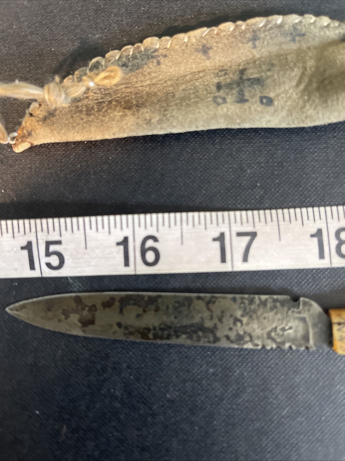 Very Rare Medieval Knife Worn Around Neck. None, Steel, Leather Shield On String