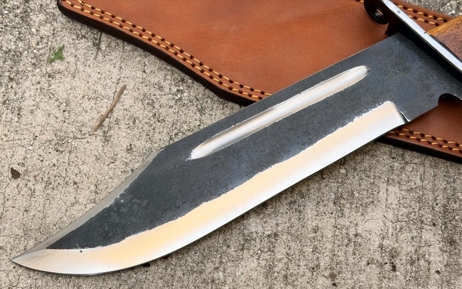 15” Hand Forged Classic Bowie Knife Wood Handle Carbon Steel Leather Sheath EDC