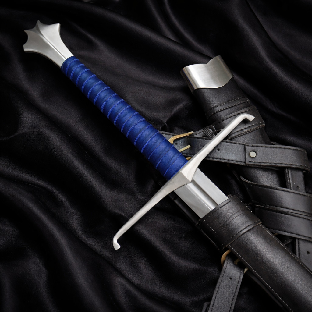 Hand Forged 5160 Steel Sword 38 Inch Full Tang Long Sword with Leather Scabbard