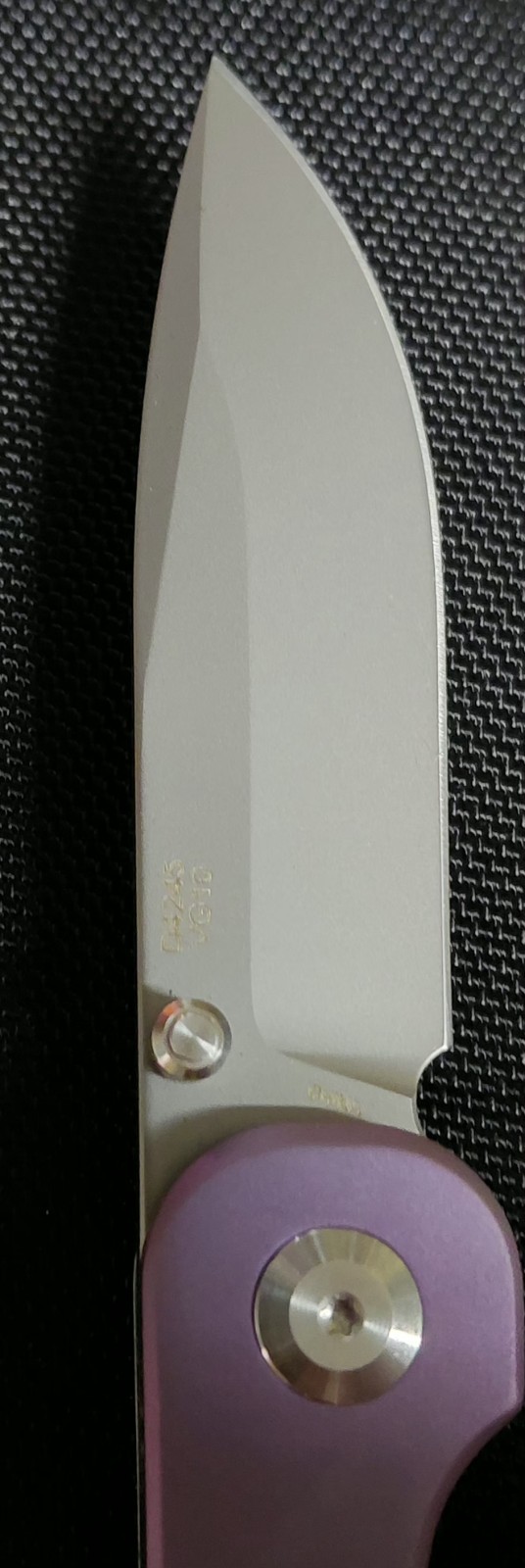 Dream Tech Knives #D4245/Purple Titanium Handle Button Lock VG 10 Blade.
