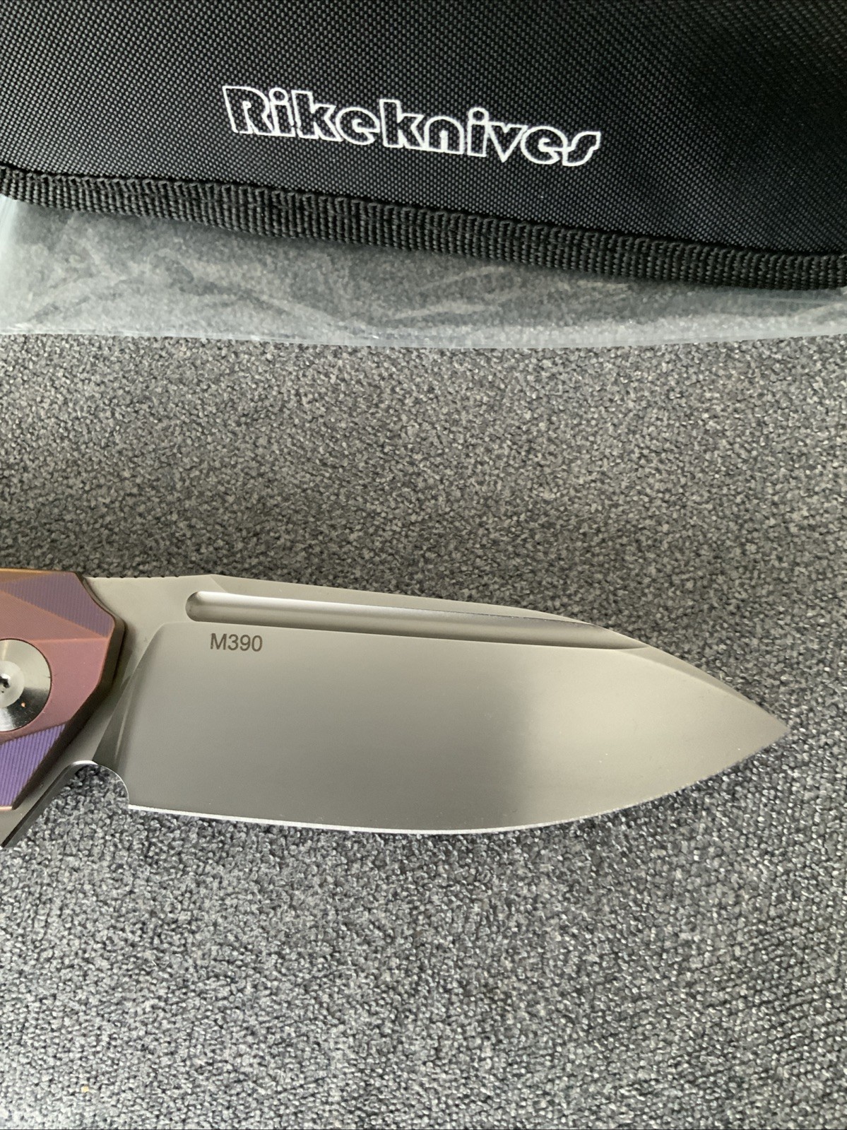 Rike Knives RK 1504B Blue/Purple Titanium Folding Knife M390 Stainless Steel