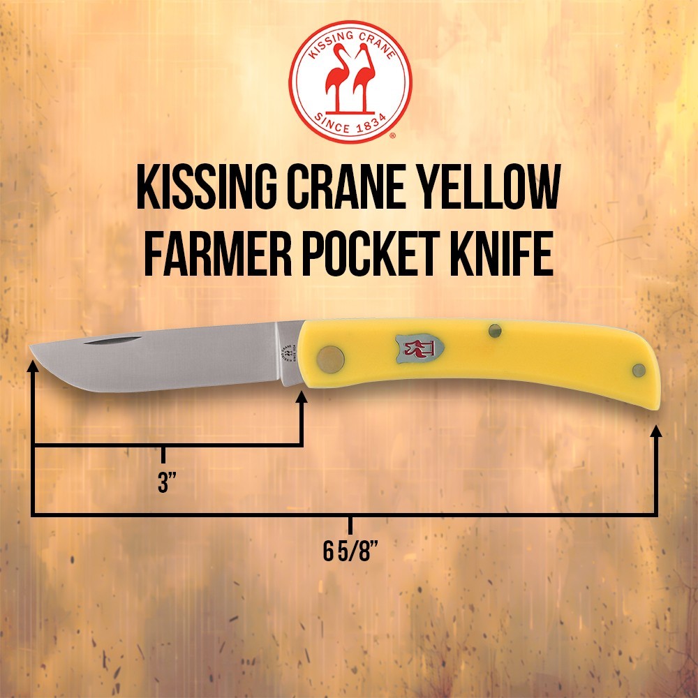 Kissing Crane Yellow Farmer Pocket Knife