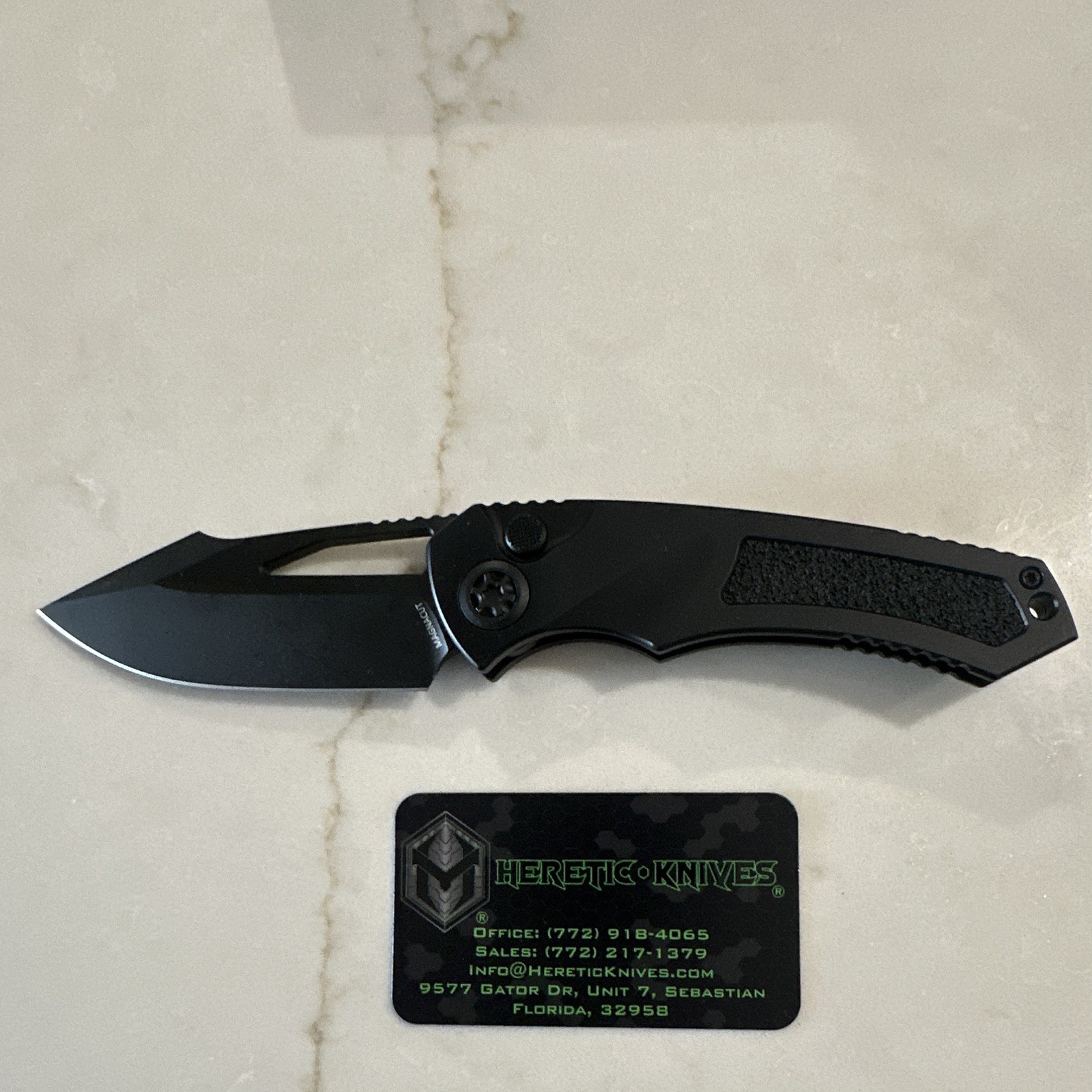 Heretic Knives Pariah H046-6A-T Manual Pocketknife Drop Point Plain Button Lock