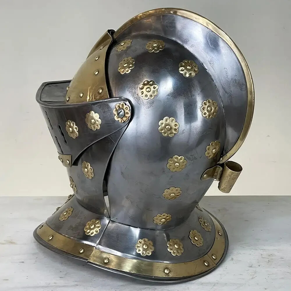 Vintage French Medieval Knight’s Helmet in Brass for Best gift
