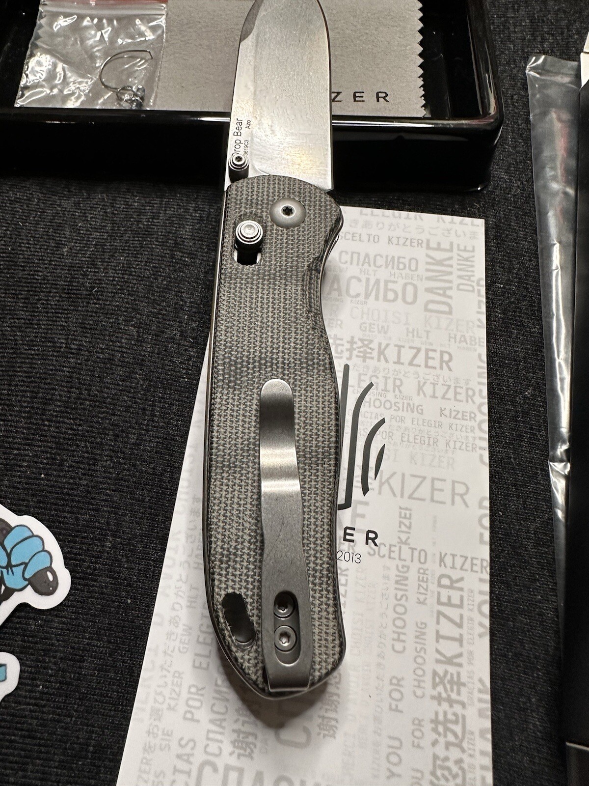 Kizer Drop Bear EDC Knife Black Micarta Handle 154CM Steel Pocket Knife V3619C3