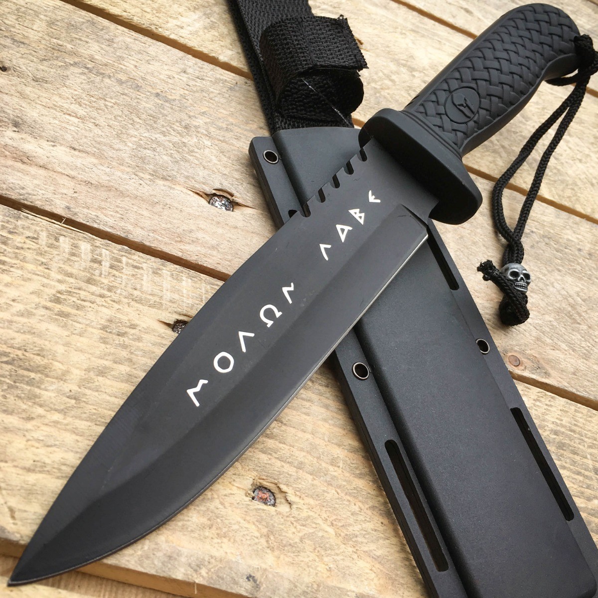 Greek Warrior Hunting Camping Fixed Blade Survival Bowie Tactical Knife + Sheath