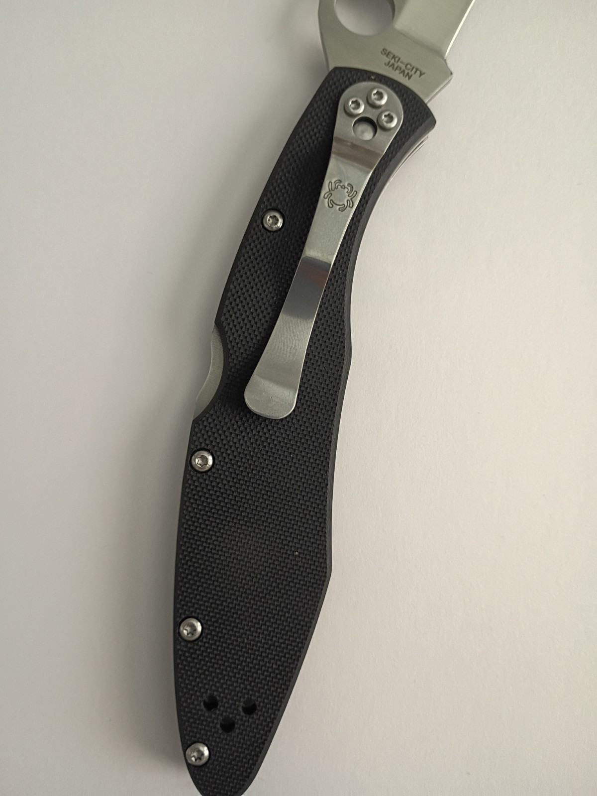 Spyderco Police Pocketknife VG-10 Blade G10 Handle Plain Edge Lockback Clip