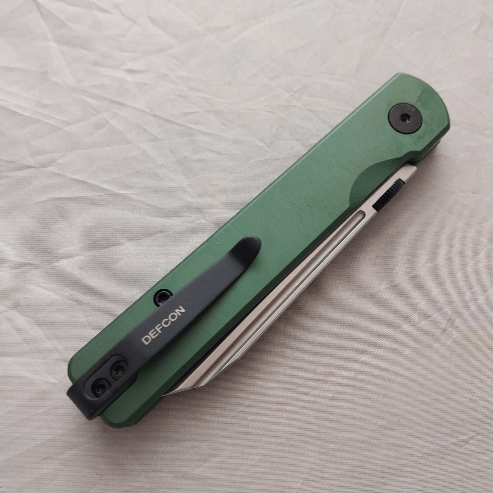 Defcon Operator Green Aluminum Folding Sandvik 14C28N Pocket Knife 013OD