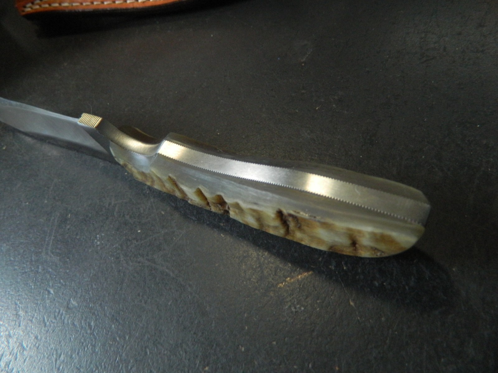 ANZA KNIVES 7.75″-8″ O.A. GENUINE SHEEPS HORN HANDLE BLADE FILE STEEL LEA. SH.