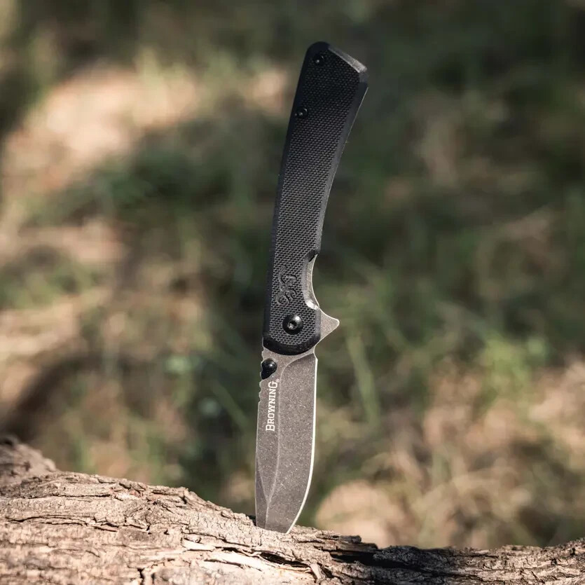 Browning Branded Rock Folding Knife 3″ 7Cr17MoV Steel Blade G10/Stainless Handle