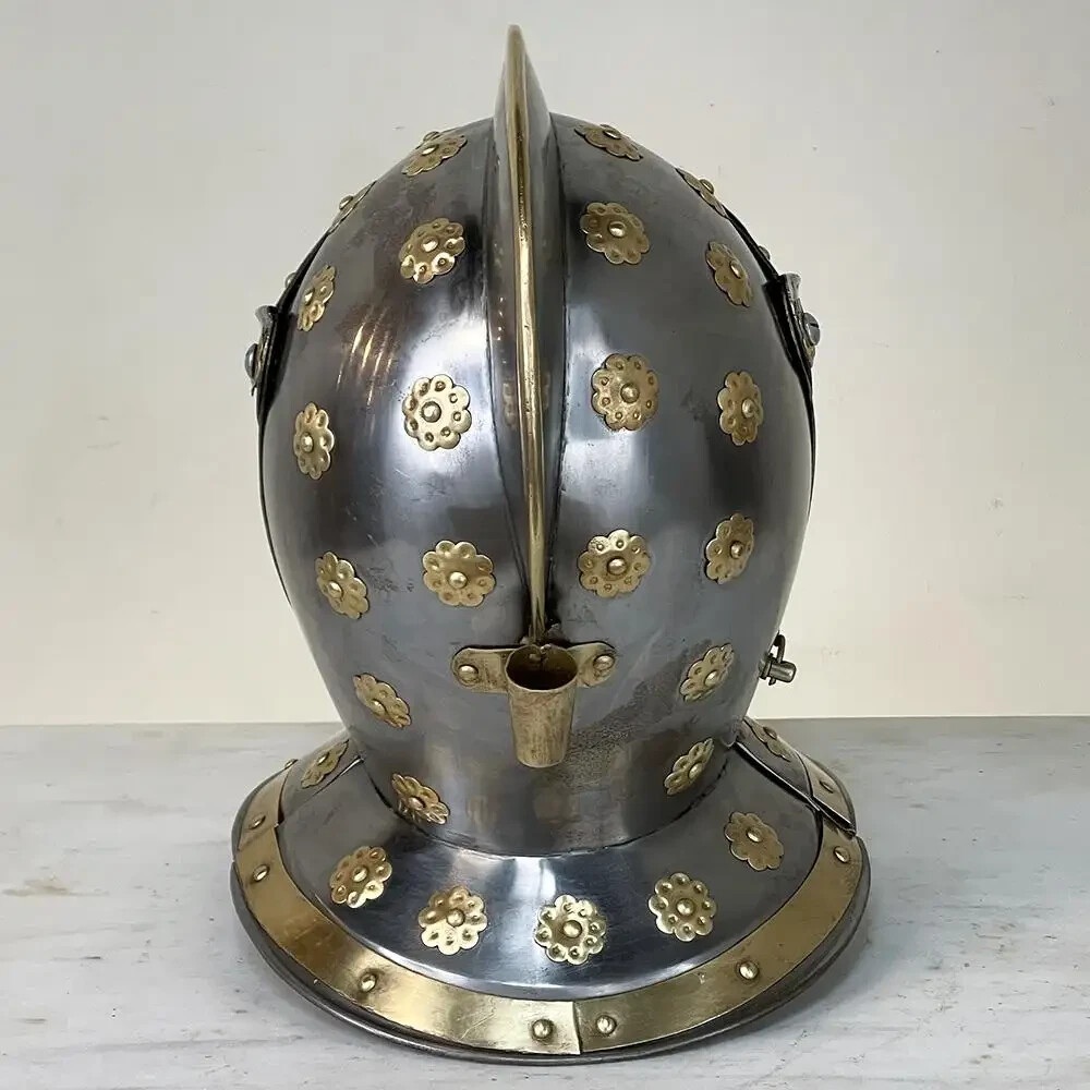 Vintage French Medieval Knight’s Helmet in Brass for Best gift