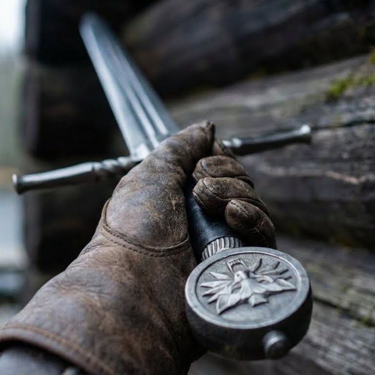 Geralt of Rivia 38″ Handmade White Wolf Sword Movie Stainless Steel Replica