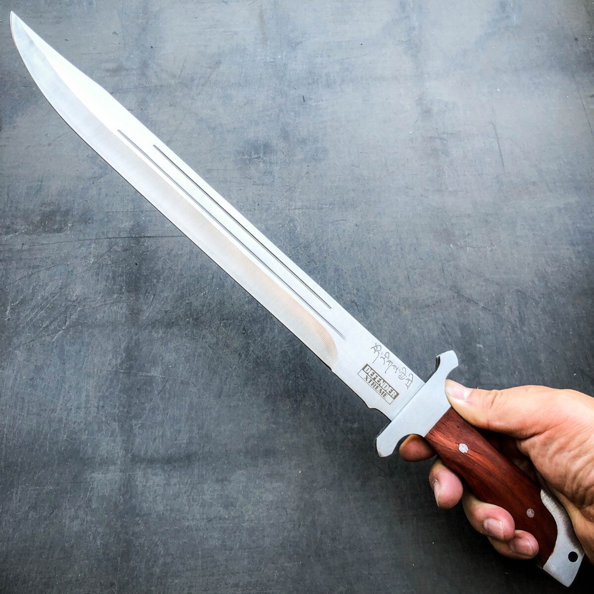 18″ Tactical Stainless Steel Full Tang Fixed Blade Sword Machete w/ Wood Handle