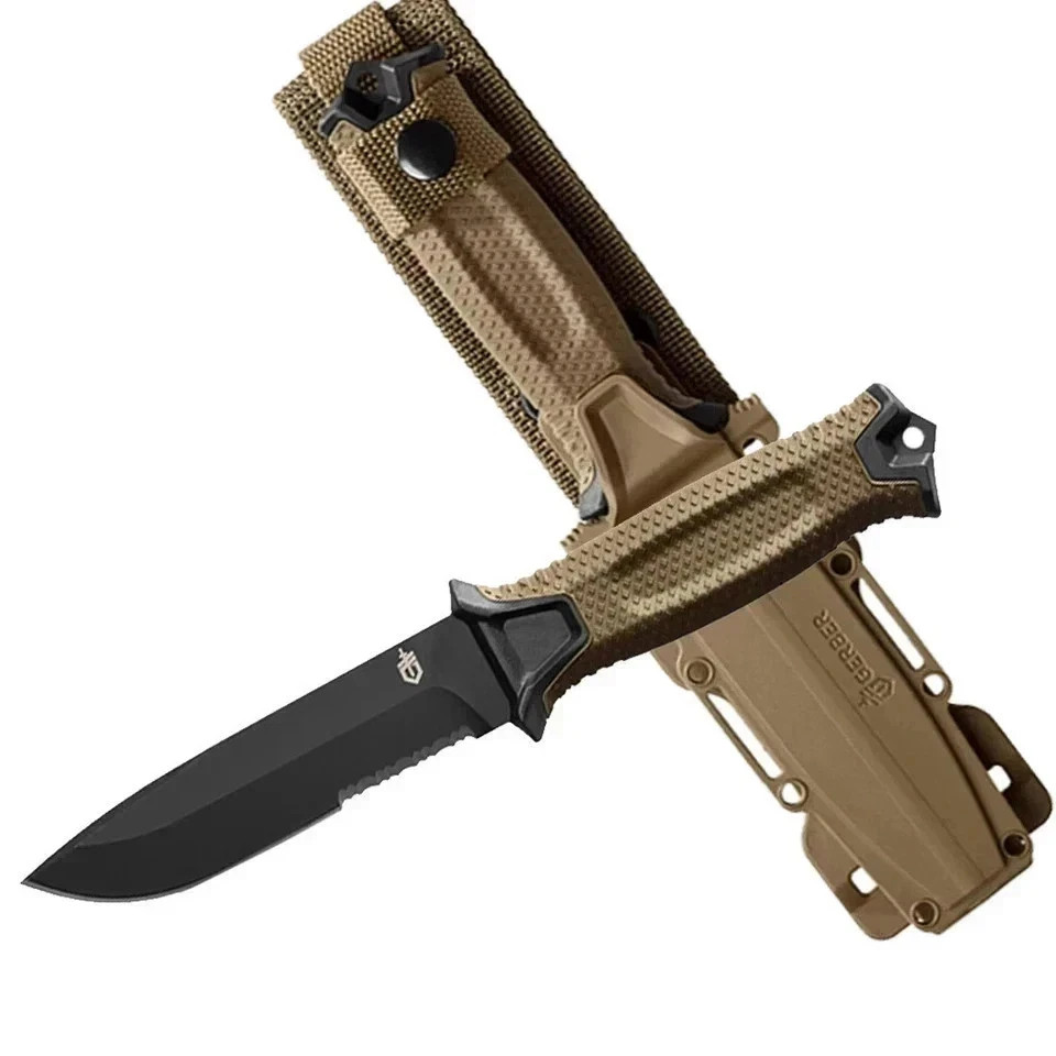 Gerber StrongArm Fixed Blade Survival Knife Coyote Brown Serrated Edge New