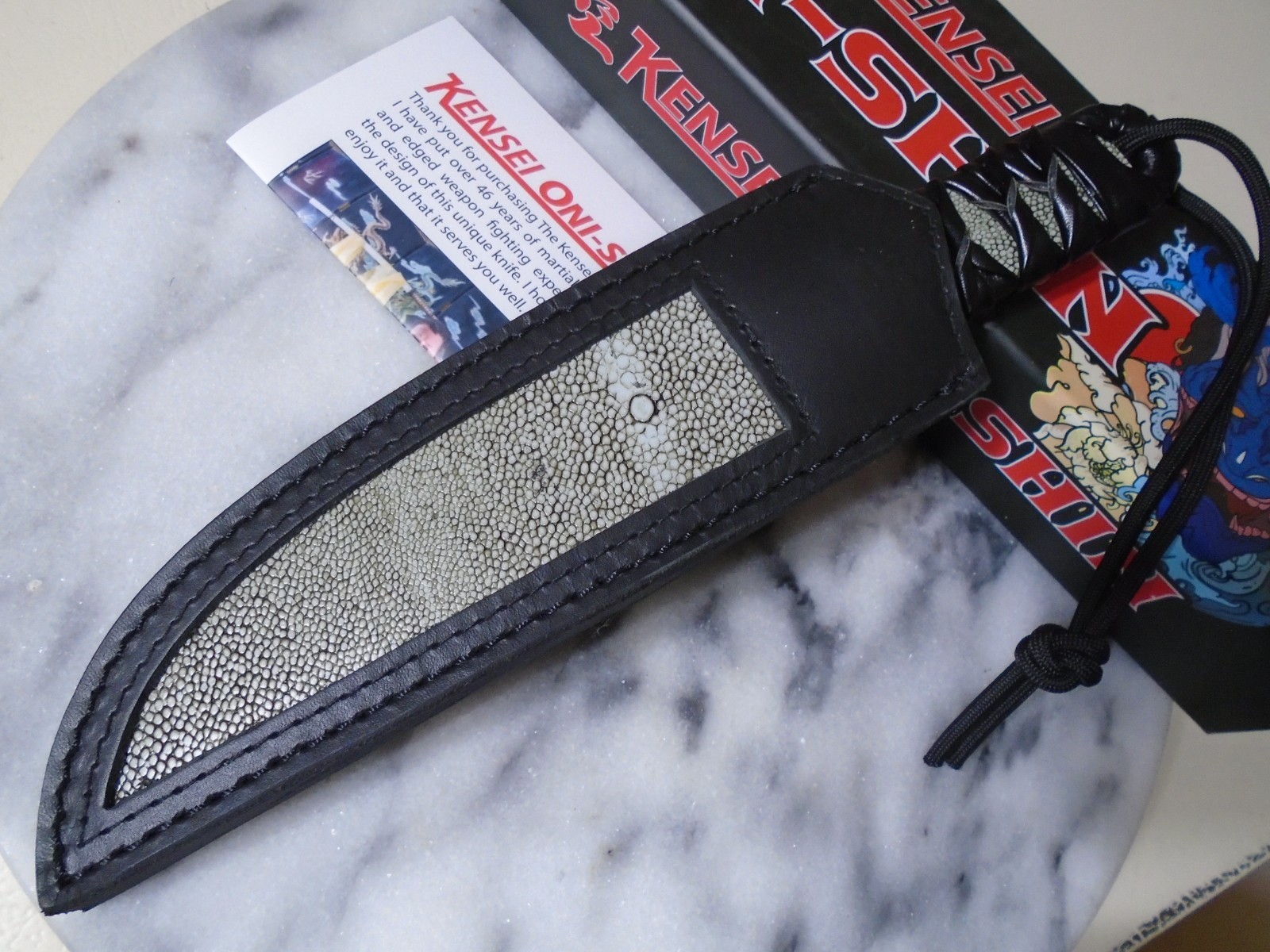 Kensei Oni-Shin Full Tang Japanese Tanto Fixed Blade Knife KE011 Leather Sheath