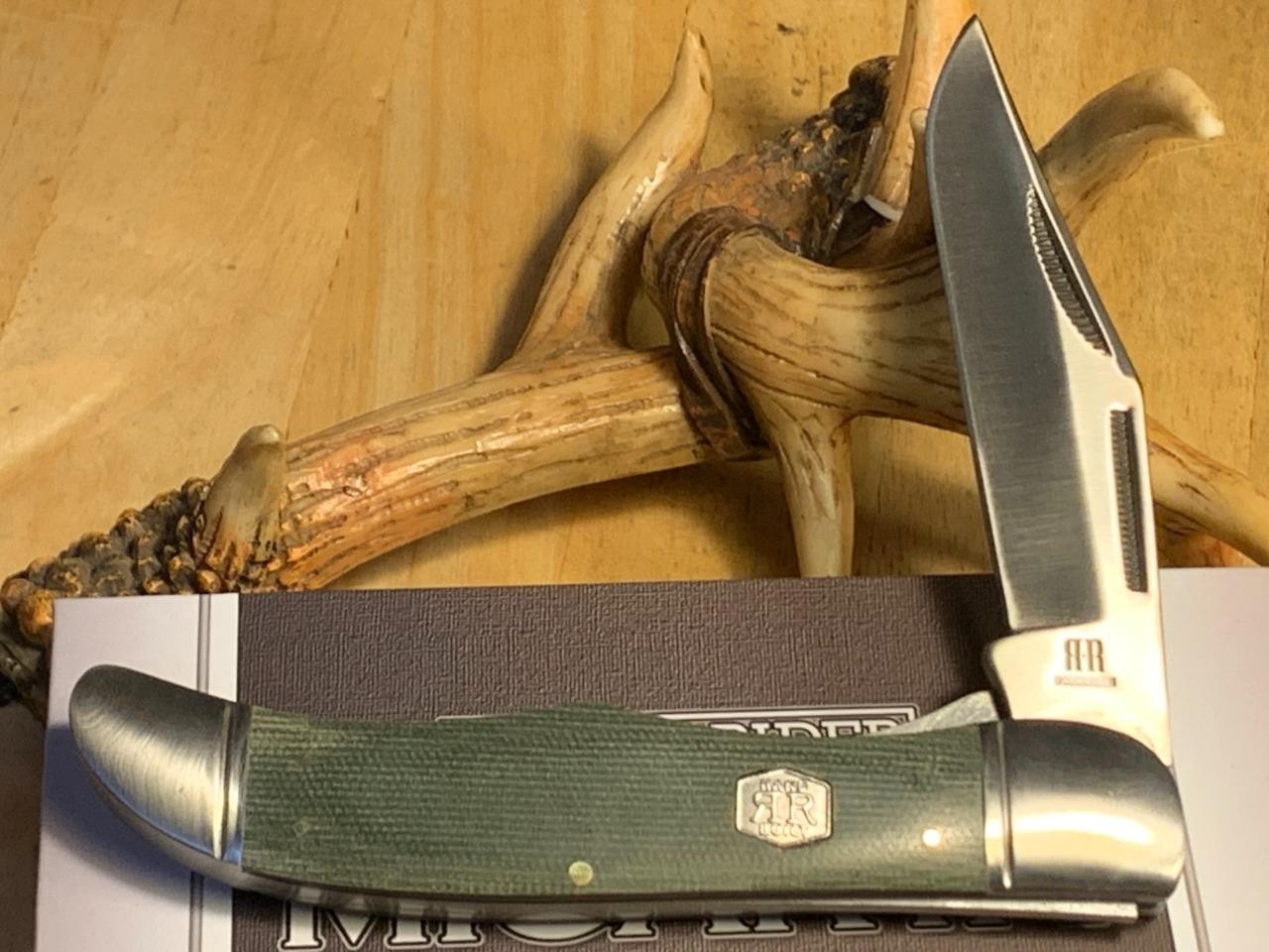 Rough Rider Green Canvas Micarta Folding Hunter 5 1/4″ Pocket Knife RR1994