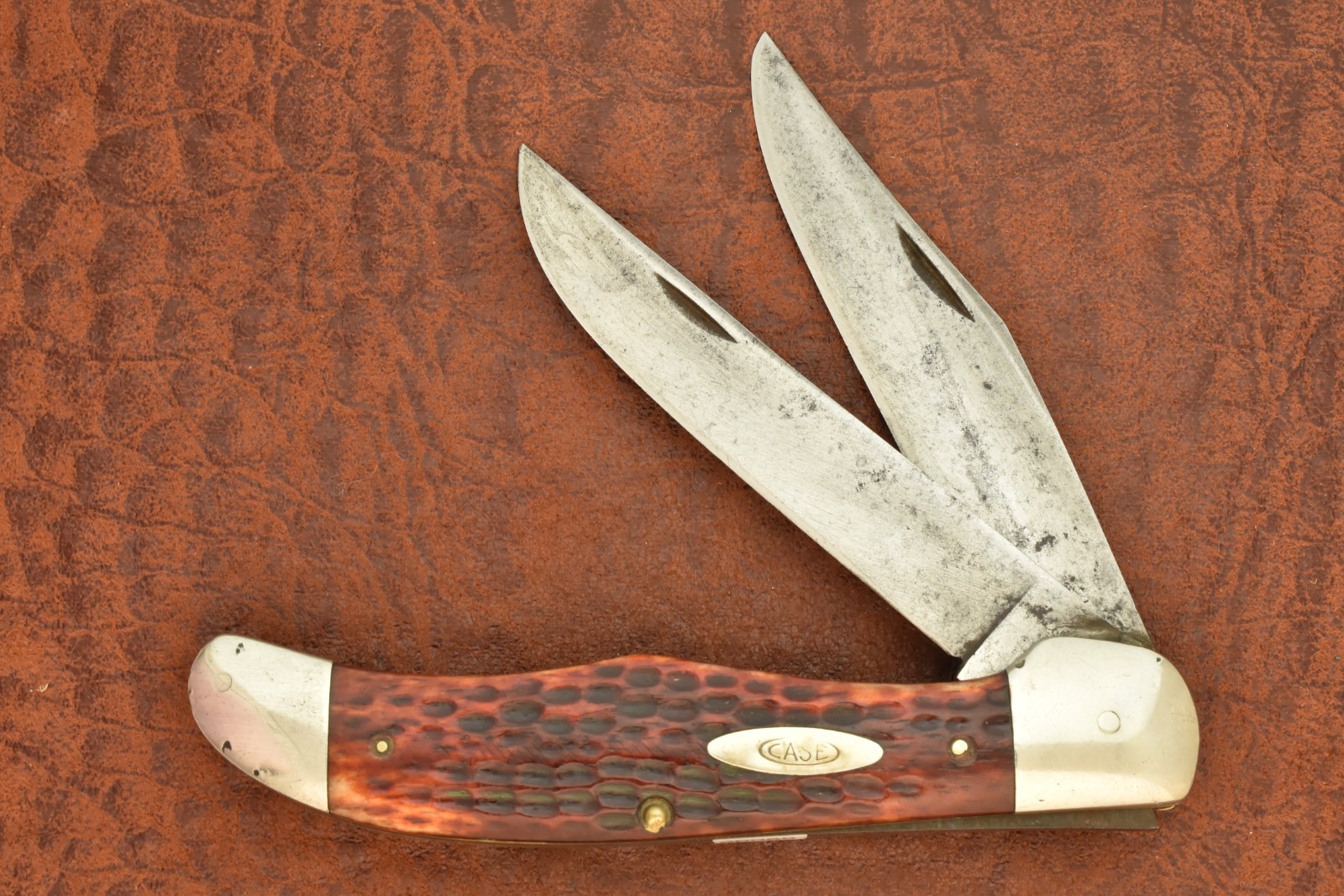 VINTAGE CASE XX 1940-1964 RED BONE JUMBO FOLDING HUNTER KNIFE 6265 SAB (36080)