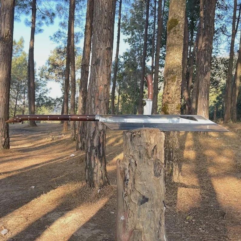 Custom Handmade Carbon Steel Blade Long Machete Sword | Hunting Sword | Camping