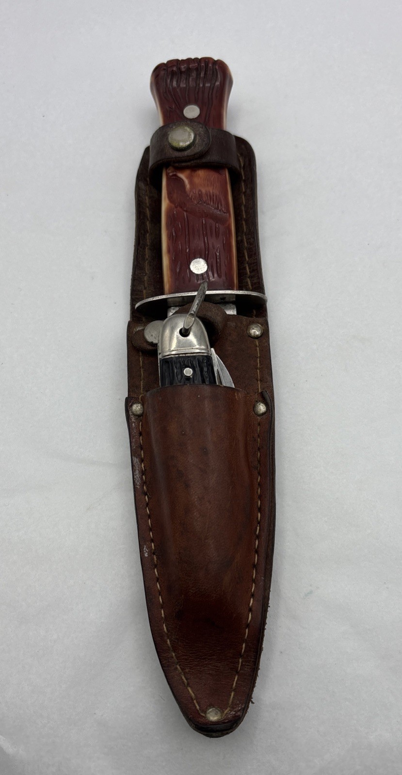 Vintage Imperial Stag Head Series Fixed Blade Hunting Knife & Pocket Knife