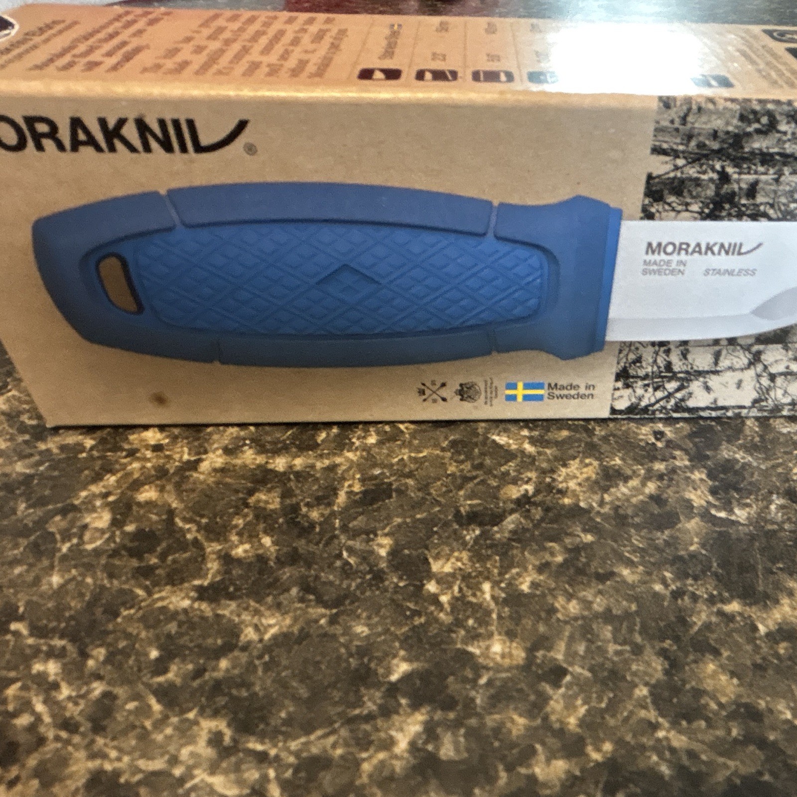 Morakniv Camping Knife Stainless Steel Plain Edge 4.1-5in Blue Handle