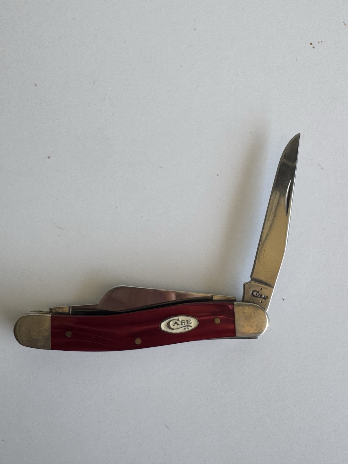 Case XX Red Synthetic Handle 3-Blade Pen Slipjoint Pocketknife Under 2.75in