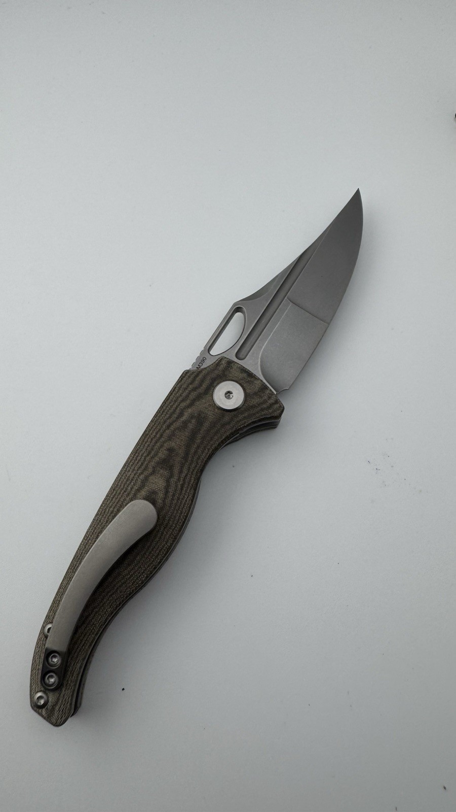 Urban EDC Koch Tools Pocket Knife Silver Stonewashed M390 Stainless Steel
