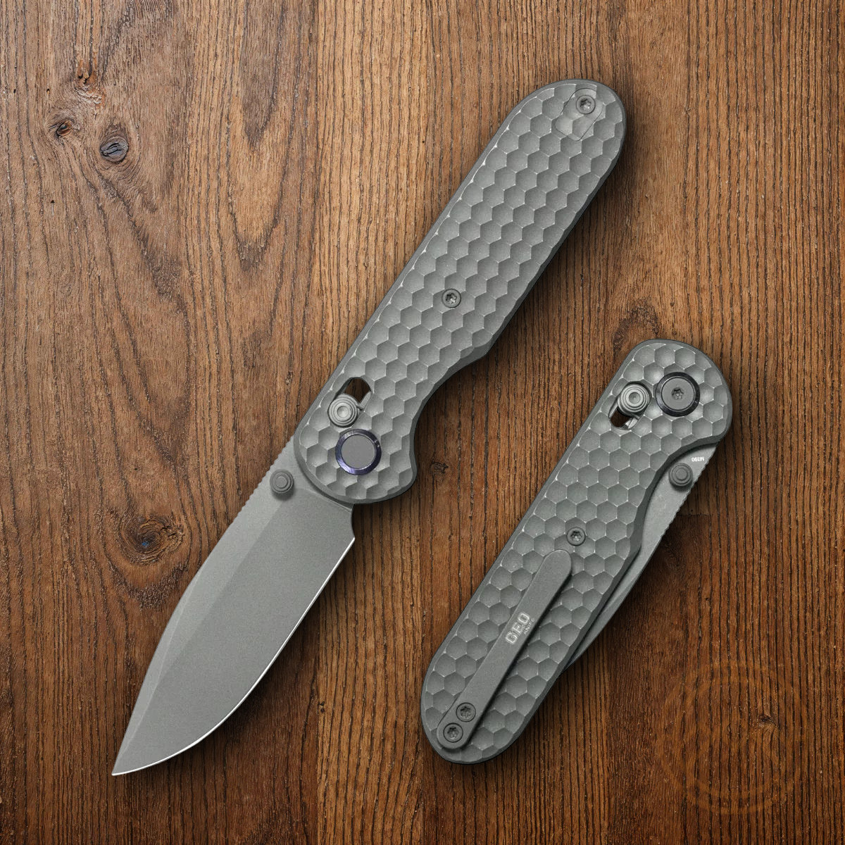 GEO Knife Ethereal Folding Knife 3″ Bohler M390 Steel Blade Titanium Handle