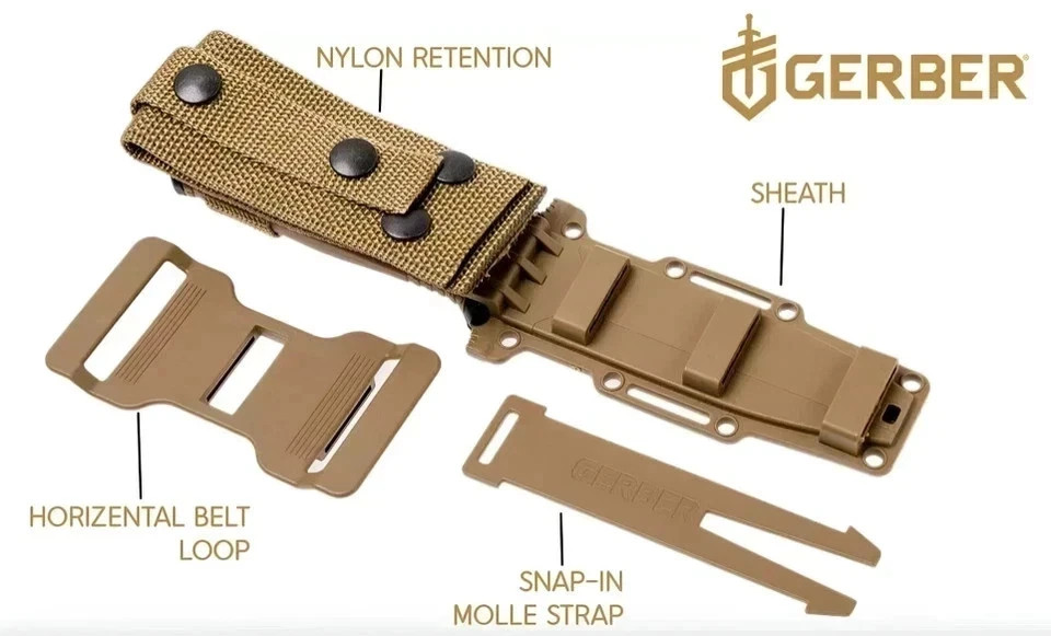 Gerber StrongArm – Fixed Blade, Full Tang Knife – Brown, Plain Edge